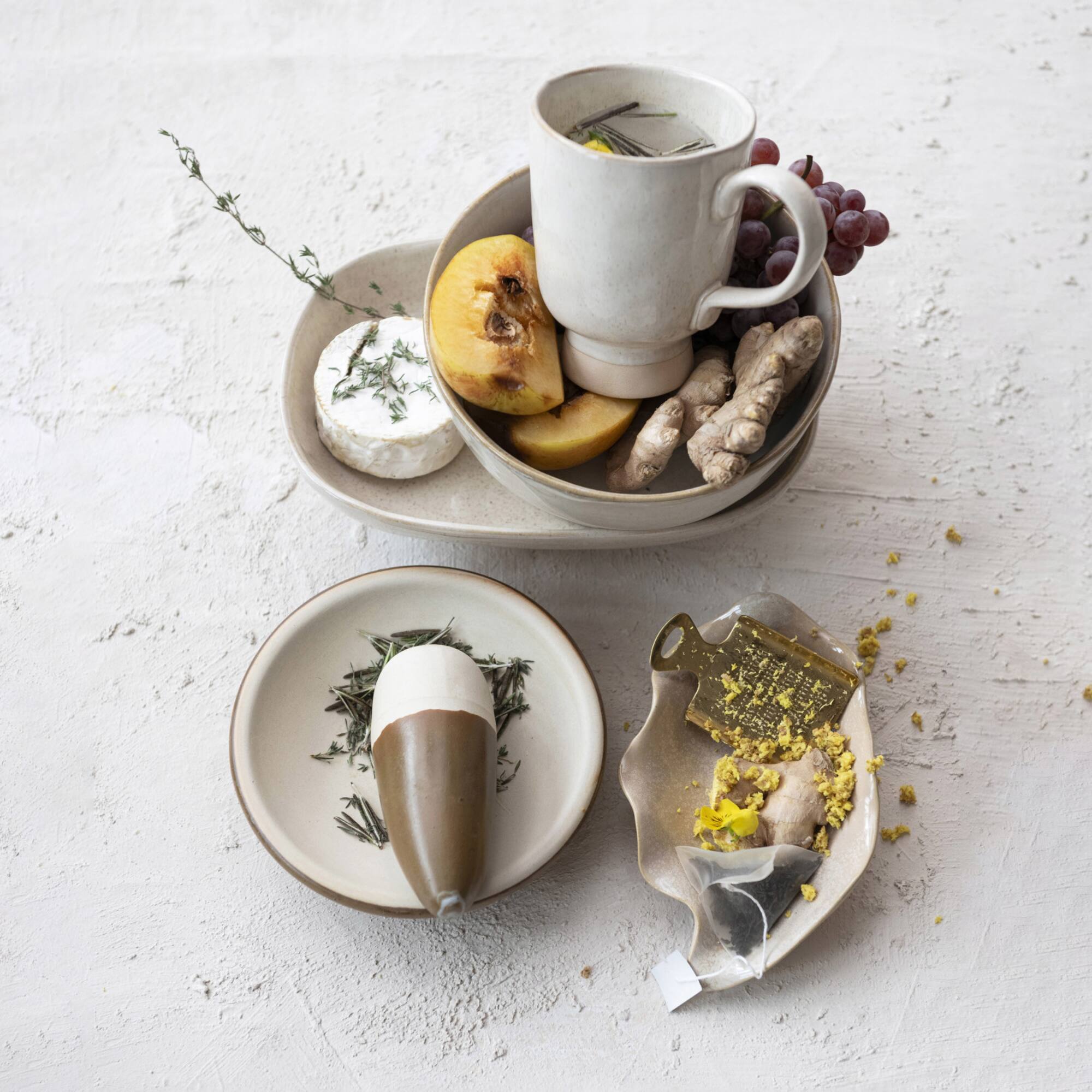 Hello Honey® 7" Cream Speckled Glaze Stoneware Footed Bowl